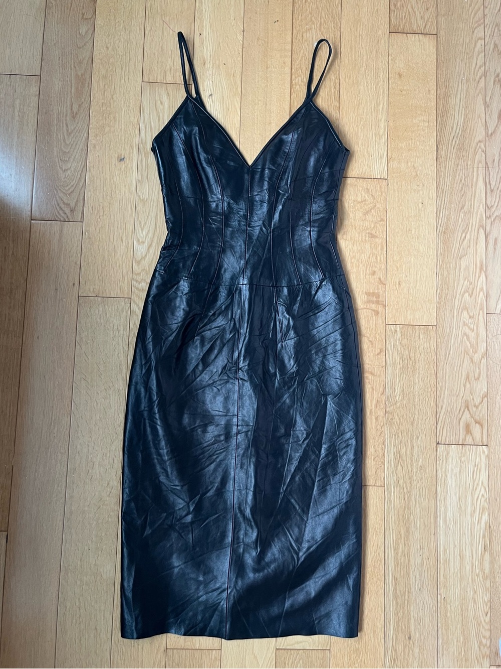 Vintage Loewe Black Leather Midi Dress